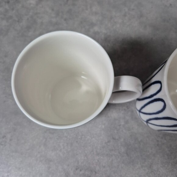 Kate Spade x Lenox Charlotte Street Navy and White Coffee Tea Mug Cups Set of 2 - Picture 5 of 8